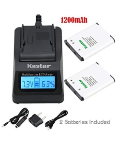 Kastar Fast Charger Kit and Battery (2-Pack) for Nik Coolpix S32 S100 S2500/2600/2700/2750/2800 S3100/3200/3300/3400/3500/3600 S4100/4150/4200/4300/4400 S5200/5300 S6400/6500/6600/6700 S6800 MH-66