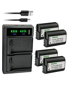 Kastar 4-Pack DMW-BLK22 Battery and LTD2 USB Charger Compatible with Panasonic Lumix GH5 II Mirrorless Digital Camera, Panasonic Lumix GH6 Mirrorless Digital Camera