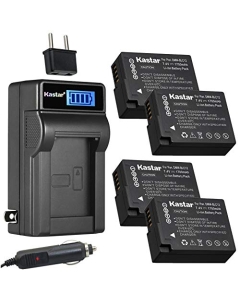 Kastar 4-Pack DMW-BLC12 Battery and LCD AC Charger Compatible with Panasonic Lumix DMC-G81, Lumix DMC-G85, Lumix DMC-GX8 DMC-GX8KBODY, Lumix DMC-GH2 DMC-GH2GK, Lumix DMC-GH2H DMC-GH2HGK DMC-GH2HK