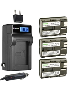 Kastar 3-Pack BP-511 BP-511A Battery and LCD AC Charger Compatible with Canon ZR30, ZR30MC, ZR40, ZR40A, ZR45, ZR45MC, ZR50, ZR50MC, ZR60, ZR65MC, ZR70MC, ZR80, ZR85, ZR85MC, ZR90, ZR90MC Cameras