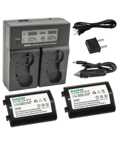 Kastar 2-Pack EN-EL4a Battery and AC LCD Dual Fast Charger Compatible with Nikon EN-EL4, EN-EL4a, EN-EL4e Battery, Nikon MH-21, MH-22 Charger, Nikon Grip MB-D10 D300 D300S D700 MB-40 (W/BL-3 Chamber)