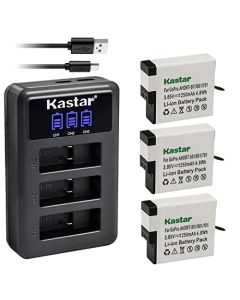 Kastar 3 Pack Battery + LCD Triple USB Charger Compatible with Gopro Hero 6 HD Black, HERO6 Silver, Hero 6 HD Silver, Hero 7 Action Camera, HERO7 Black, Hero 7 HD Black, HERO7 Silver, Hero 7 HD Silver