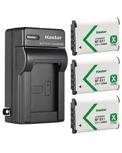 Kastar 3-Pack NP-BX1 Battery and AC Wall Charger Replacement for Sony ZV-1 Vlogging Camera, ZV-1F Vlogging Camera, Sony ZV-1 II Digital Camera, Hasselblad Stellar Special Edition Digital Camera