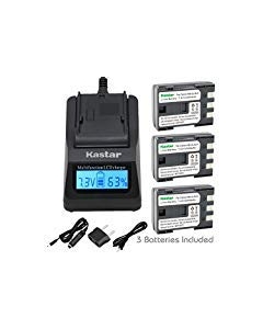 Kastar Ultra Fast Charger(3X Faster) Kit and NB-2L Battery (3-Pack) for Canon NB-2L NB-2LH NB-2L12 NB-2L14 NB-2L24 BP-2L5 BP-2LH and Canon EOS Digital Rebel XT Xti Cameras