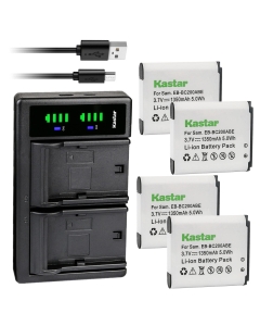 Kastar 4-Pack Battery and LTD2 USB Charger Replacement for Samsung EB-BC200, EB-BC200ABE, EB-BC200ABK, EB-BC200ABUGUS, GH43-04604A, Samsung Gear 360, SM-C200, SM-C200NZWAXAC, SM-C200NZWAXAR (US Model)