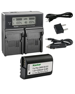 Kastar 1-Pack DMW-BLK22 Battery and AC LCD Dual Fast Charger Compatible with Panasonic Lumix GH5 II Mirrorless Digital Camera, Panasonic Lumix GH6 Mirrorless Digital Camera