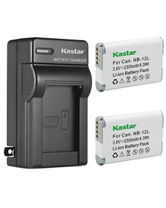 Kastar 2-Pack Battery and AC Wall Charger Replacement for Canon NB-12L NB12L NB-12LH Battery, CB-2LG CB-2LGE Charger, Canon PowerShot G1 X Mark II, PowerShot N100, VIXIA Mini X (LEGRIA Mini X) Camera