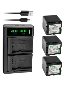 Kastar 3-Pack VW-VBN260 Battery and LTD2 USB Charger Replacement for Panasonic VW-VBN260, VW-VBN130, VW-VBN070, HC-X909, HDC-HS900K, HDC-SD800, HDC-SD800GK, HDC-SD800GK-3D, HDC-SD800K, HDC-SD800P