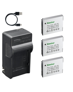 Kastar 3-Pack Battery and AC & USB-C Charger, Compatible with Canon NB-6L, Minolta NP-6L, PowerShot D S SD SX Series, IXUS IXY Series, Lecran NEZINI Kids Cameras, Minolta Digital, Came-TV Headsets