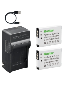 Kastar 2-Pack Battery and AC & USB-C Charger, Compatible with Samsung SLB-11A, for CL65 CL80 EX1 HZ25W HZ30W HZ50W ST1000 ST5000 TL240 TL350 TL500 WB600 WB650 WB700 Cameras