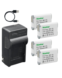 Kastar 4-Pack Battery and AC & USB-C Charger, Compatible with NB-12L NB-12LH Camera, for Canon PowerShot G1 X Mark II N100 and VIXIA mini X LEGRIA mini X Digital Camera