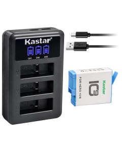 Kastar 1 Pack Battery and LCD Triple USB Charger Compatible with GoPro ADBAT-001 ADDBD-001 Battery, GoPro HERO10 Hero 10 Black Edition, GoPro HERO9 Hero 9 Black Edition Action Camera