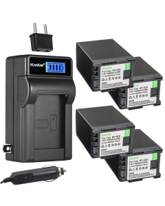 Kastar 4-Pack BP-828 Battery and LCD AC Charger Compatible with Canon BP-820 BP820, BP-828 BP828 Battery, Canon VIXIA HF G50 UHD 4K, VIXIA HF G60, VIXIA GX10, XA35, XA40, XA45, XA50, XA55 Cameras