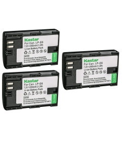 Kastar 3-Pack LP-E6 Battery Replacement for Canon LP-E6, LP-E6N, LP-E6N Pro, LP-E6NH Battery, LC-E6, LC-E6E Charger, Canon BG-E6, BG-E9, BG-E11, BG-E13, BG-E14, BG-E16, BG-E20, BG-E21, BG-E22 Grip