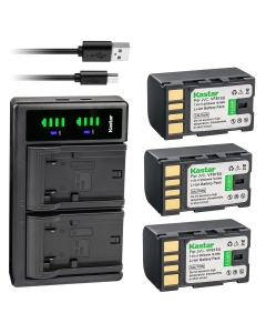 Kastar 3-Pack Battery and LTD2 USB Charger Replacement for JVC GZ-HM110 GZ-HM200 GZ-HM200AC GZ-HM200BAH GZ-HM200BEK GZ-HM400 GZ-HM400AC GZ-HM400-B GZ-HM400EU GZ-HM400-S GZ-HM400U GZ-HM400US GZ-HM80