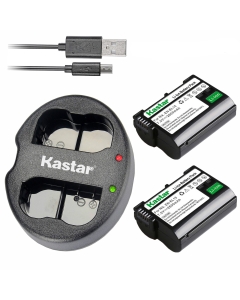 Kastar Battery (X2) & Dual Rapid Charger for Nik EN-EL15, ENEL15 and Nik 1 V1, D500, D600, D610, D750, D800, D7000, D7100, D800, D800E DSLR Camera, Grip MB-D11, MB-D12, MB-D14, MB-D15, MB-D16