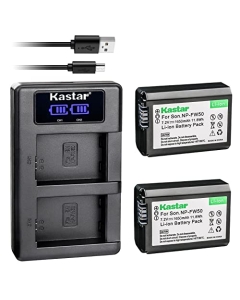 Kastar NP-FW50 2-Pack Battery and LKD2 USB Charger Compatible with Sony NP-FW50, W Series Battery, Sony BC-VW1, BC-TRW Charger, Sony VG-C1EM, VG-C2EM Grip