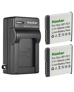 Kastar 2-Pack Battery and AC Wall Charger Replacement for Sony NP-FE1 FE1 Battery, Sony BC-CS3 Charger, Sony Cyber-Shot DSC-T7, Cyber-Shot DSC-T7/B, Cyber-Shot DSC-T7/S Digital Cameras
