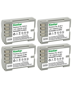 Kastar BLM5 Battery 4-Pack Replacement for Olympus BLM-5, PS-BLM5, EA-BLM5 Battery, Olympus BCM-5 Charger, Olympus E-1 E1, E-3 E3, E-30 E30, E-5 E5 Camera, Olympus HLD-4 Battery Grip