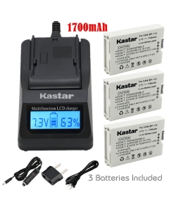 Kastar Ultra Fast Charger(3X faster) Kit and BP110 Battery (3-Pack) for Canon BP-110 and Canon VIXIA HF R20, HF R21, HF R200, HF R26, HF R28, HF R206, XF105 Cameras [with portable USB charge function]