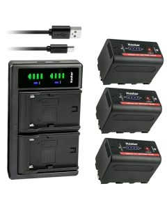 Kastar 3-Pack Battery NP-F780Exp and LTD2 USB Charger Compatible with Kinefinity KineKIT Edge Camera Cage, Desview R5, 5.5 inch Touchscreen On-Camera Field Monitor, HDR/3D-Luts/Dual-use Battery System
