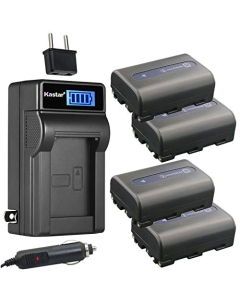 Kastar 4-Pack NP-FM50 Battery and LCD AC Charger Compatible with Sony DCR-PC101 DCR-PC103 DCR-PC104 DCR-PC105 DCR-PC110 DCR-PC115 DCR-PC120 DCR-PC330 DCR-TRV6 DCR-TRV8 DCR-TRV10 DCR-TRV11 Cameras
