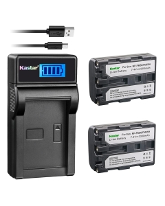 Kastar Battery (X2) & LCD Slim USB Charger for Sony NP-FM50 NP-FM55H & HC1 TRV280 TRV350 TRV250 TRV19 TRV22 TRV27 TRV33 TRV460 TRV140 TRV17 TRV340 TRV38 TRV480 TRV260 TRV138 TRV608 DVD101 DVD201 D1000