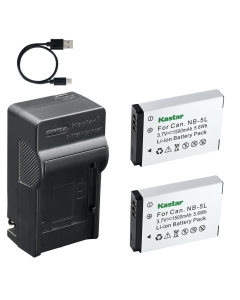 Kastar 2-Pack Battery and AC USB-C Charger, Compatible with Canon NB-5L, NB-5LH, PowerShot S100, S110, SD700 is, SD800 is, SD870 is, SD880 is, SD970 is, SD990 is, SX200 is, SX210 is, SX230 HS Cameras