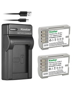 Kastar Battery (X2) & Slim USB Charger for Olympus BLM-5, PS-BLM5 and Olympus C-8080, C-7070, C-5060, E1, E3, E5, E300, E330, E500, E510, E520 Digital Camera