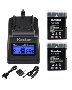 Kastar Ultra Fast Charger(3X faster) Kit and Battery (2-Pack) for Nikon EN-EL14, EN-EL14a, MH-24 work with Nikon Coolpix P7000, Coolpix P7100, Coolpix P7700, Coolpix P7800, D3100 DSLR, D3200 DSLR, D3300 DSLR, D5100 DSLR, D5200 DSLR, D5300, D5500 DSLR, Df 