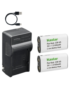 Kastar 2-Pack CR-V3 Rechargeable Battery and AC & USB-C Charger Compatible with Kodak EasyShare CX4200 CX6330 DX6490 Z700 Z710 Olympus C-700UZ C-750UZ SP-350 Digital Cameras