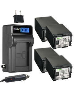 Kastar 4-Pack BP-827 Battery and LCD AC Charger Compatible with Canon VIXIA HF M306 HFM306, VIXIA HF M40 HFM40, VIXIA HF M41 HFM41, VIXIA HF M46 HFM46, VIXIA HF M400 HFM400, VIXIA HF M406 HFM406