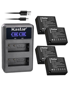 Kastar 4-Pack DMW-BLE9 Battery and LED2 USB Charger Compatible with Panasonic Lumix DC-ZS80, Lumix DC-ZS200, Lumix DC-GX9, Lumix DC-G100, Lumix DC-LX100 II Camera, DMW-BLE9E, DMW-BLG10 Battery