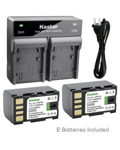 Kastar 2X Battery + Fast Dual Charger for JVC BN-VF815 BN-VF815U GZ-MG134 GZ-MG135 GZ-MG148 GZ-MG150 GZ-MG155 GZ-MG157 GZ-MG175 GZ-MG177 GZ-MG230 GZ-MG255 GZ-MG275 GZ-MG330 GZ-MG335 GZ-MG340 GZ-MG360