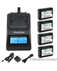 Kastar Ultra Fast Charger(3X Faster) Kit and VW-VBY100 Battery (4-Pack) for Panasonic VW-VBY100 and Panasonic HC-V110 V110K V110G V201 V201K Cameras [with Portable USB Charge Function]