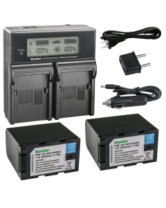 Kastar 2-Pack Battery and AC LCD Dual Fast Charger Compatible with JVC Connected CAM GY-HC500E GY-HC500U, JVC GY-HC500SPC Connected Cam 4K Handheld Camcorder, JVC GY-HC 550 GY-HC 550E Camcorder