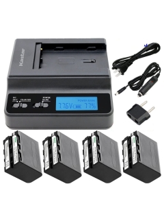 Kastar Ultra Fast Charger(4X faster) Kit and Battery (4-Pack 8700mAh) for Sony NP-F975, NP-F970, NP-F960, NP-F950 work with Sony CCD-SC65, CCD-TR940, CCD-TR3300, CCD-TRV615, CCD-TRV815, DCR-VX2100, DSR-PD150, DSR-PD170, FDR-AX1, HDR-AX2000, HDR-FX1, HDR-F