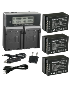 Kastar 3-Pack Battery and LCD Dual Fast Charger Compatible with Fujifilm NP-T125 NPT125 Battery, BC-T125 Charger, Fujifilm GFX 50S GFX50S GFX 50R GFX50R GFX 100 GFX100 Camera, Fujifilm VG-GFX1 Grip