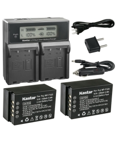Kastar 2-Pack Battery and LCD Dual Fast Charger Compatible with Fujifilm NP-T125 NPT125 Battery, BC-T125 Charger, Fujifilm GFX 50S GFX50S GFX 50R GFX50R GFX 100 GFX100 Camera, Fujifilm VG-GFX1 Grip