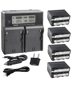 Kastar 4-Pack NP-F970 Battery and CH04 Dual Fast Charger Compatible with Sony CCD-TRV3000 CCD-TRV315 CCD-TRV35 CCD-TRV36 CCD-TRV37 CCD-TRV4 CCD-TRV41 CCD-TRV43 CCD-TRV45 CCD-TRV46 CCD-TRV47 Camera