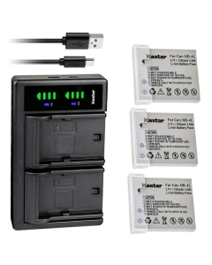 Kastar 3-Pack Battery and LTD2 USB Charger Replacement for Canon PowerShot ELPH 300 HS, PowerShot ELPH 310 HS, PowerShot ELPH 330 HS, VIXIA Mini, IXY Digital 10, IXY Digital 40, IXY Digital 45 Camera