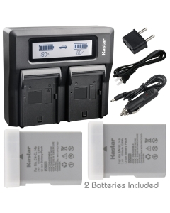 Kastar Fast Dual LCD Charger + 2X Battery for Nikon EN-EL14a EN-EL14 Coolpix P7000 Coolpix P7100 Coolpix P7700 Coolpix P7800 D3100 D3200 D3300 D3400 D5100 D5300 D5500 D5600 DSLR Df DSLR (Color: Gray)