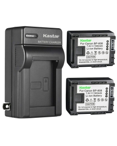 Kastar 2-Pack BP808 Battery and AC Wall Charger Compatible with Canon FS10, FS11, FS20, FS21, FS22, FS31, FS40, FS100, FS200, FS300, FS400, VIXIA HF M30, VIXIA HF M31 Cameras
