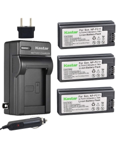 Kastar Battery 3-Pack + Charger for Sony NP-FC11 NP-FC10 and DSC-P12 DSC-P10 DSC-P8 DSC-V1 DSC-P7 DSC-P5 DSC-P9 DSC-P3 DSC-F77 DSC-P10S DSC-FX77 DSC-P2 DSC-P10L DSC-P8L DSC-F77A DSC-P8S P8R