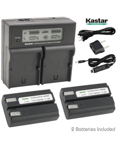 Kastar LCD Dual Fast Charger & 2 x Battery for Nik ENEL1, Minota NP-800 and Nik Cooipix 4300 4500 4800 5400 5700 775 8700 880 885 995 Coolpix E880 and Konica Minota DG-5W Dimage A200 Cameras