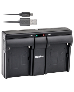 Kastar USB Dual Charger for Sony NP-F970 NP-F960 NP-F950 & Sony DCR-VX2100, DSR-PD150, DSR-PD170, FDR-AX1, HDR-AX2000, HDR-FX1, HDR-FX7, HDR-FX1000, HVL-LBPB, HVR-HD1000U, HVR-V1U, HVR-Z1P