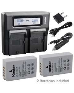 Kastar Fast Dual LCD Charger + 2X Battery for Nikon EN-EL24 ENEL24 EL24 and Nikon 1 J5, Nikon 1J5, Nikon DL18-50, Nikon DL24-85 Digital Cameras