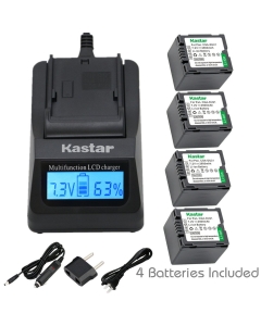 Kastar Ultra Fast Charger(3X faster) Kit and CGA-DU21 Battery (4-Pack) for Panasonic CGA-DU06, CGA-DU07, CGA-DU14, CGA-DU21, VW-VBD070 VBD140 VBD210 work with Panasonic NV-GS330, GS400, GS408, GS500, GS508, MX500, PV-GS90, GS120, GS150, GS180, GS320, GS40