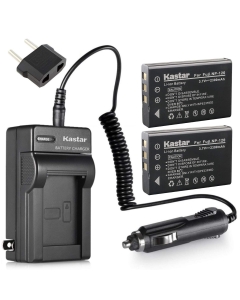 Kastar 2X Battery + Charger for Fujifilm NP-120 Pentax D-LI7 Ricoh DB-43 & FinePix 603 FinePix F10 F11 M603, KYOCERA Contax Tvs, Caplio 300G 400G G3 R330 RR10 RX, Contax BP-1500, Besteker DV-108
