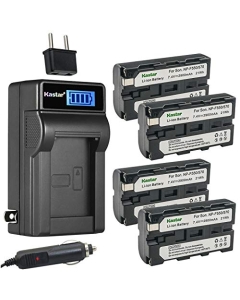 Kastar 4-Pack NP-F570 Battery and LCD AC Charger Compatible with DCR-VX2000 DCR-VX2000E DCR-VX2001 DCR-VX2100 DCR-VX2100E DCR-VX700 DCR-VX9 DCR-VX9000 DSR-DU1 DSR-200 DSR-PD100 DSR-PD150